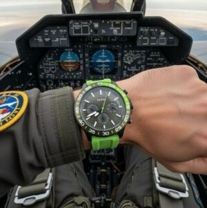 Fossil Neon Green and Black Chronograph Watch